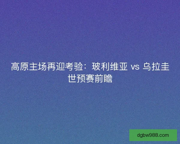 高原主场再迎考验：玻利维亚 vs 乌拉圭世预赛前瞻