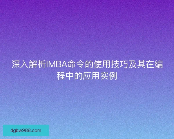深入解析IMBA命令的使用技巧及其在编程中的应用实例