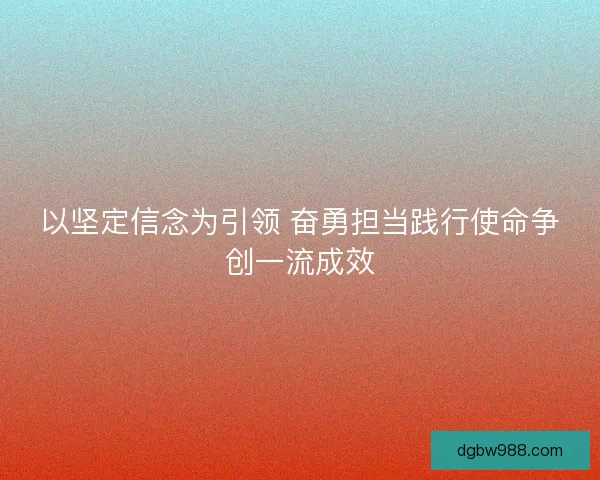 以坚定信念为引领 奋勇担当践行使命争创一流成效