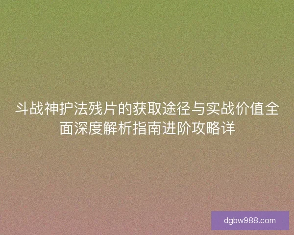 斗战神护法残片的获取途径与实战价值全面深度解析指南进阶攻略详