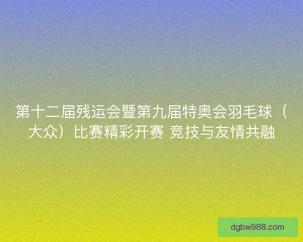 第十二届残运会暨第九届特奥会羽毛球（大众）比赛精彩开赛 竞技与友情共融