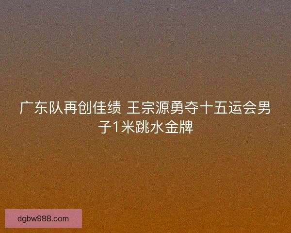 广东队再创佳绩 王宗源勇夺十五运会男子1米跳水金牌